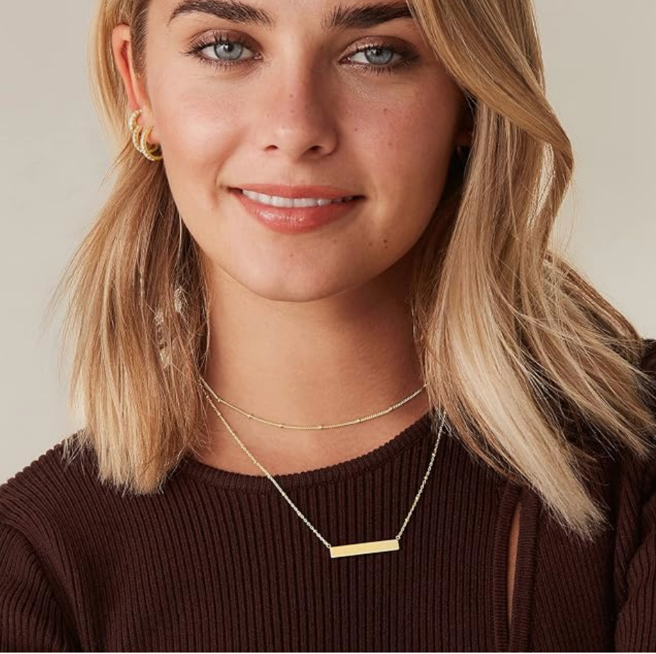 Layered Gold Satellite Chain and Minimalist Horizontal Bar Necklace