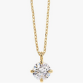 Classic Four-Prong Round Solitaire Crystal Pendant Necklace