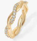 Elegant Twisted Pavé Eternity Band Ring in Gold