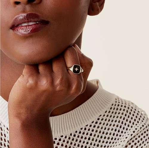 Classic Starburst Celestial Signet Ring in Gold